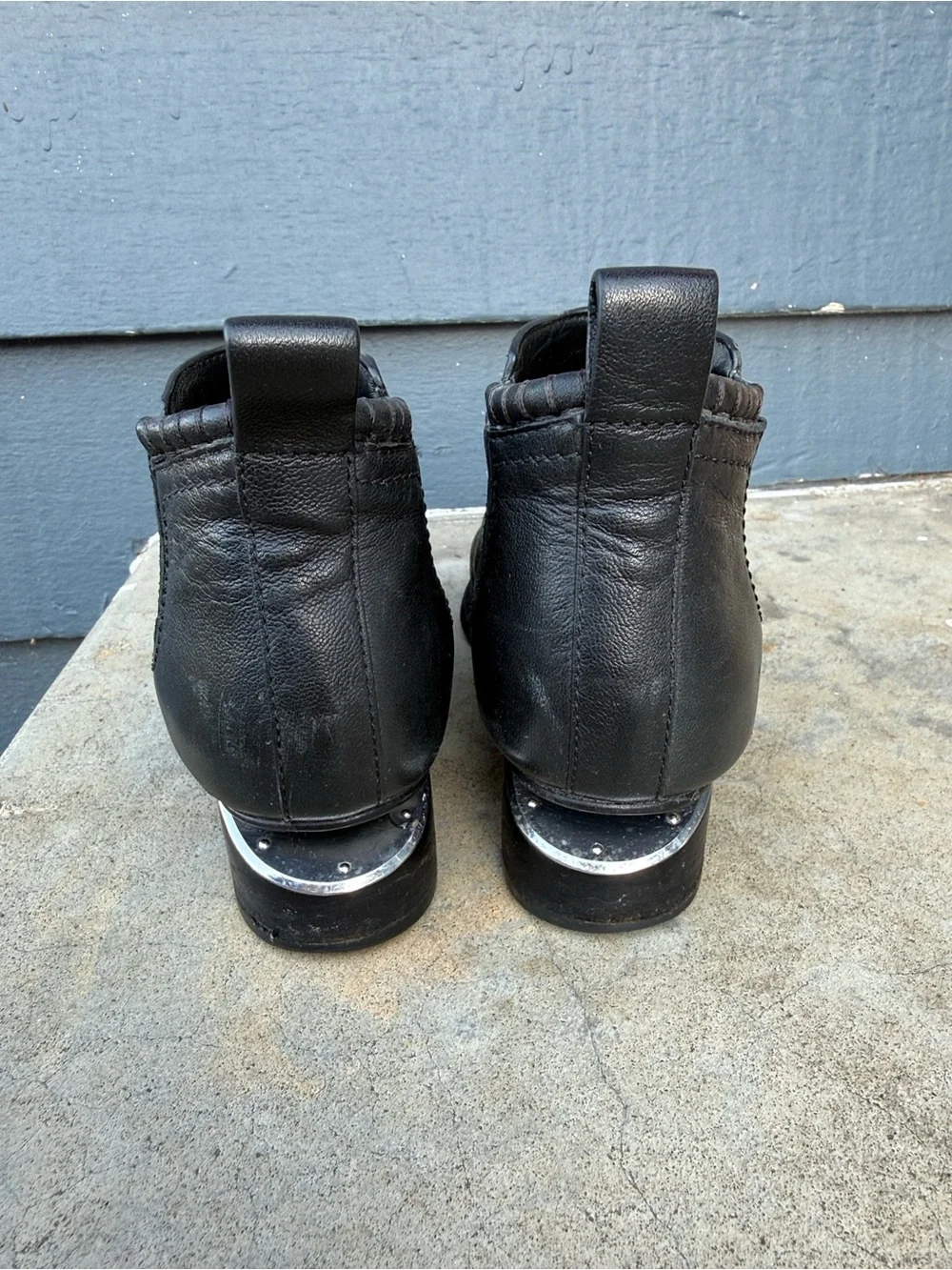 Alexander Wang iconic booties with floating silver heel.